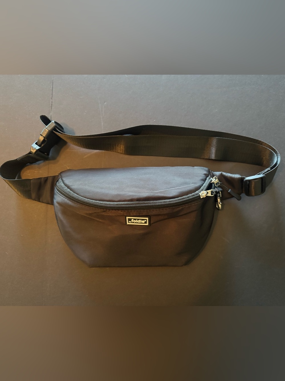 Foldie Black Crossbody Fanny Pack - Hands-Free Travel Bag for women or men
